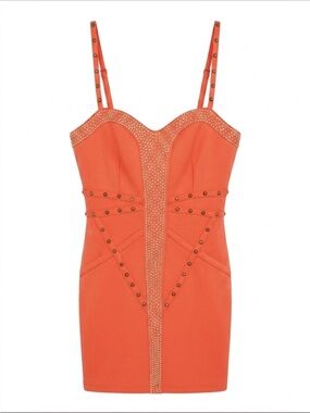 WOW couture orange Studded Bodycon Mini Dress